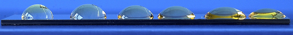 Enlarged view: Fig.3 Water droplets along a wettability gradient.